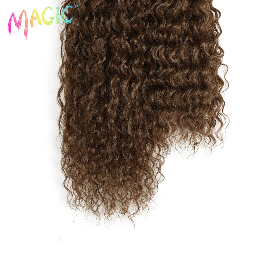 Magic-extensiones de pelo rizado de 18 y 22 pulgadas, mechones de pelo Artificial sintético, Color marrón, accesorios para el cabello, 2 uds.