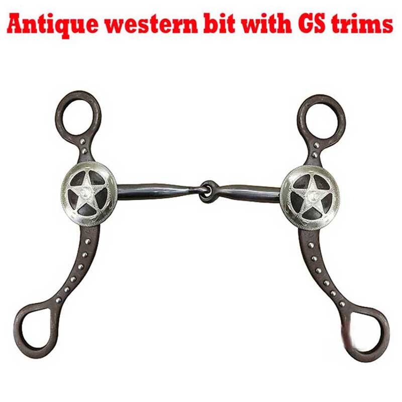 AD-Horse Mouth Loose Bit Horse Mouth Piece SS Jointed Mouth Antique Western Bit With GS Trims Equipment stock