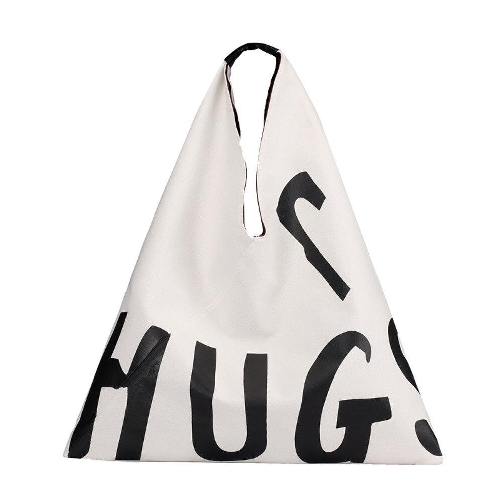 Vrouwen Canvas Boodschappentas Hugs Letters Print Vrouwelijke Katoenen Doek Schoudertas Eco Handtas Tote Herbruikbare Grocery Shopper Tassen: White