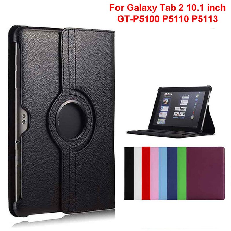 Funda giratoria para tableta Samsung Galaxy Tab 2 360, GT-P5100 de GT-P5110, GT-P5113 de cuero PU, soporte de prevención de caídas, 10,1