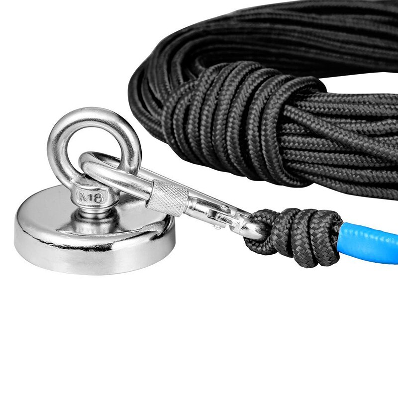 Visnettouw 20 meter, zwaar touw met veilige vergrendeling, diameter 8mm nylon touw veilig en duurzaam zwart