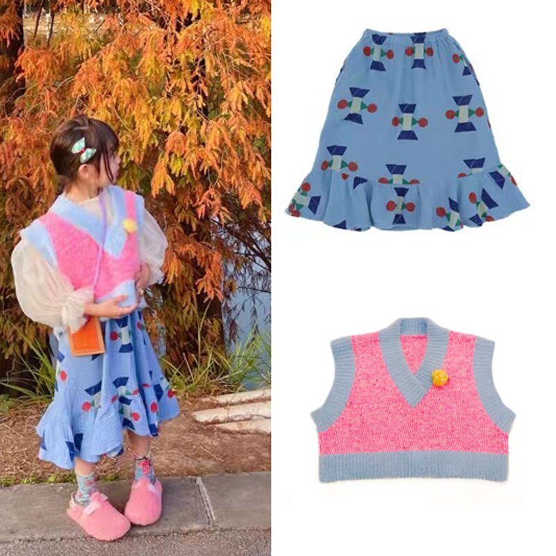 Gonne per ragazze 2022 gonna con stampa in cotone primavera estate per gilet per bambina gonna per bambini primavera abbigliamento per bambini
