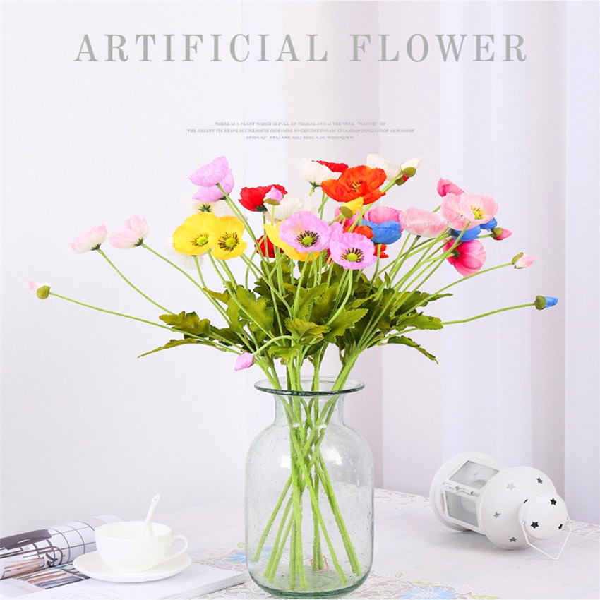 4 Heads/Tak Poppy Zijde Kunstbloemen Partij Decoratie Bloemstuk Bruidsmeisje Boeketten Lange Stem Voor Home Decor