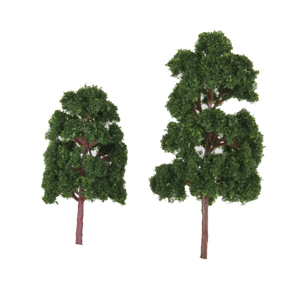 10pcs Model Trees Deep Green HO Scale Train Model Kits Railroad Layouts 1:75
