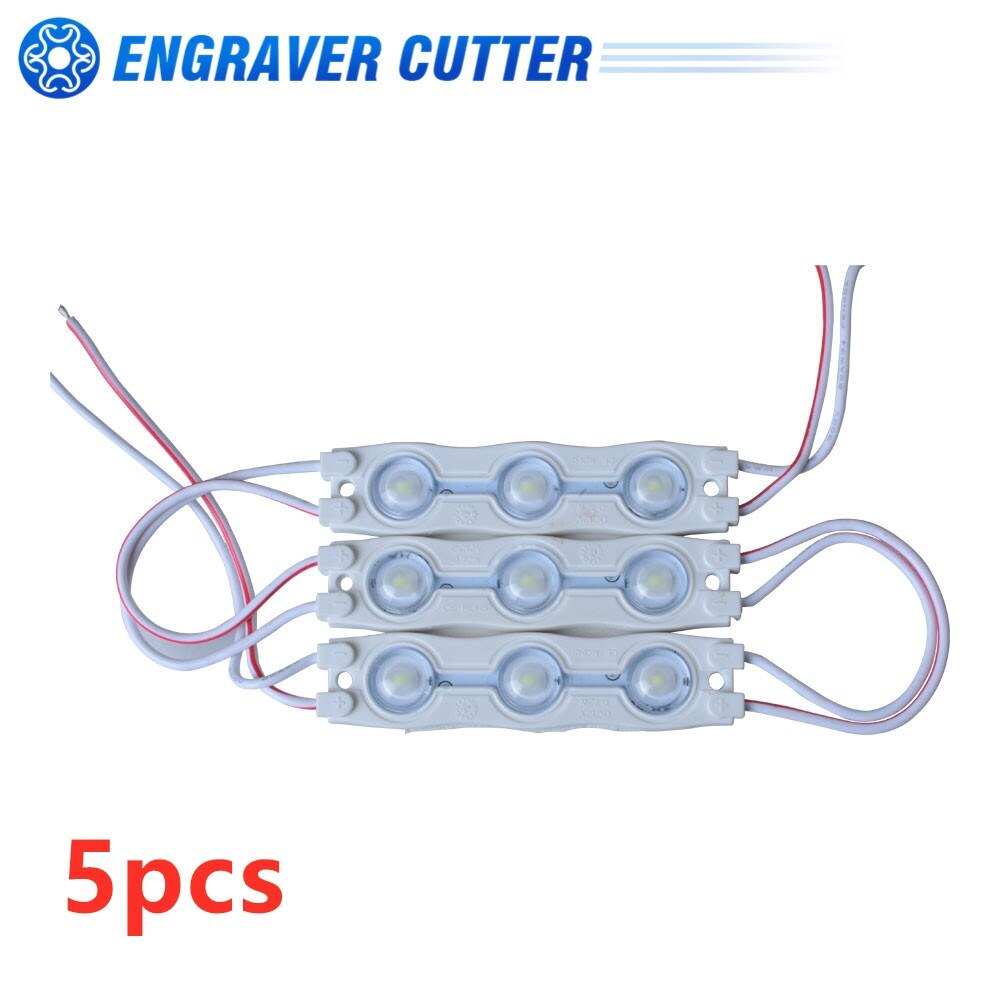 5pcs White SMD 2835 Waterproof LED Module (3 LED Chips with Optical Lens, 0.72W, L70 x W16 x H7mm For Signs