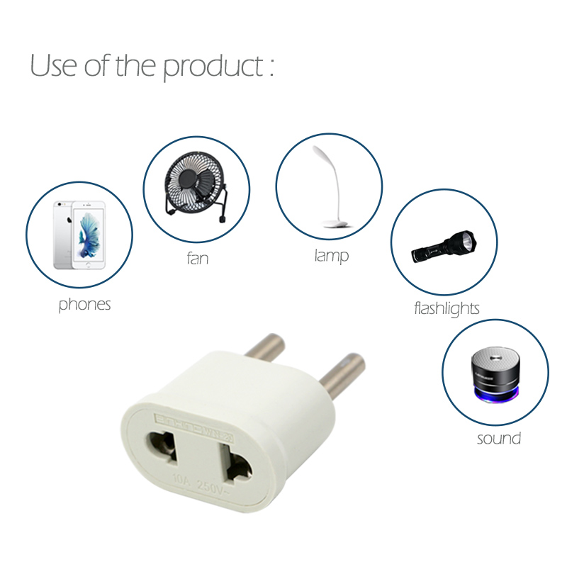 EU Adapter Plug USA to Euro Europe Travel Wall Electrical Power Charge Outlet Sockets US China to EU 2 Round Pin Plug Socket
