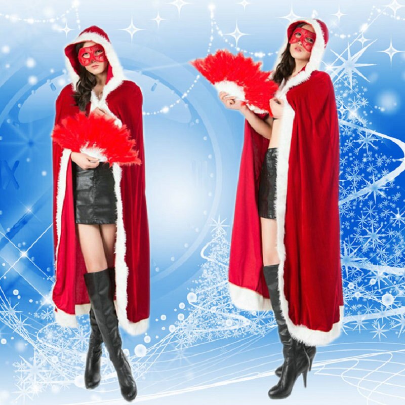 Capa de Navidad para niños, disfraz popular de Papá Noel para adultos, rojo, largo de 100-150cm