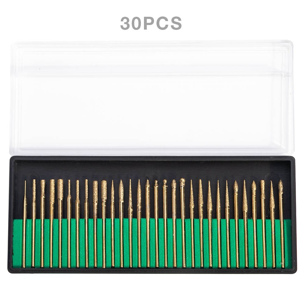 Ladymisty 30 piezas brocas de diamante para uñas máquina de manicura eléctrica taladros accesorios para uñas pedritas limas de uñas herramientas de arte: gold