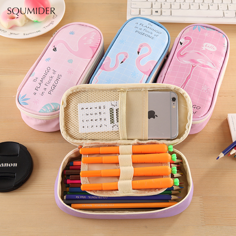 Creatieve Etui Pu Leer Pen Tassen Rits Potlood Zakken Pen Houders Grote Opbergtas Schoolbenodigdheden Briefpapier Potlood Doos