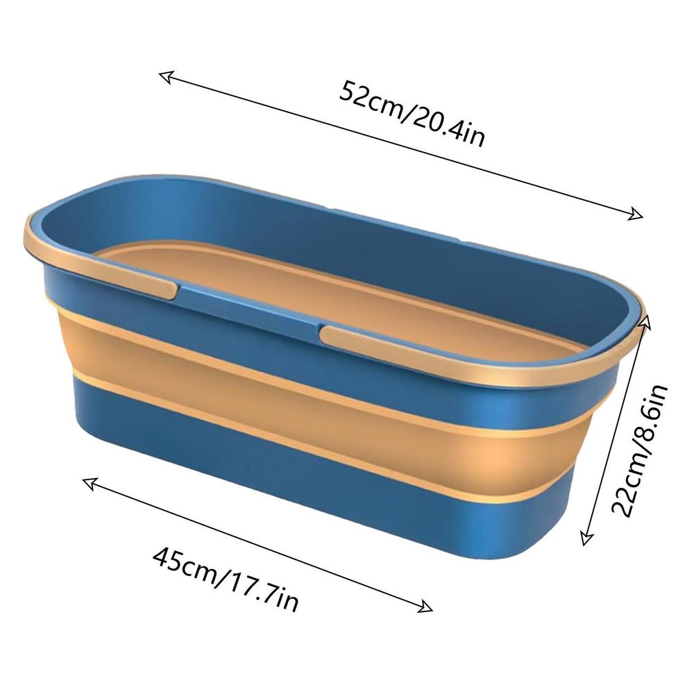 12L Opvouwbare Dweil Emmer Wasemmer Met Wielen 2 Handvatten Multifunctionele Rechthoekige Emmer Huisreiniging Accessoire: Blauw