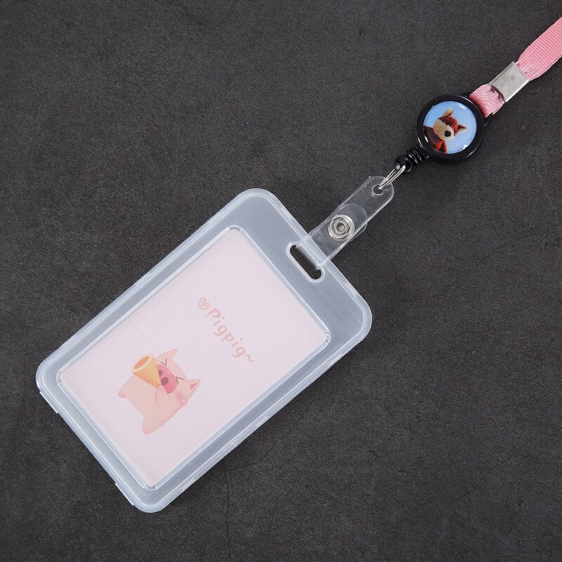 1PCS Cartoon PVC Student School Bus ID Creidt Card Holder Bag Case Nurse Doctor Office ID Name Bank Card Cover With String: n