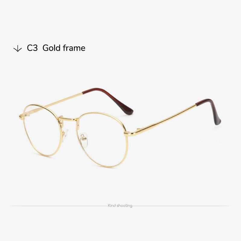 Toketorism metal frame round glasses for women men prescription eyeglasses: Gold