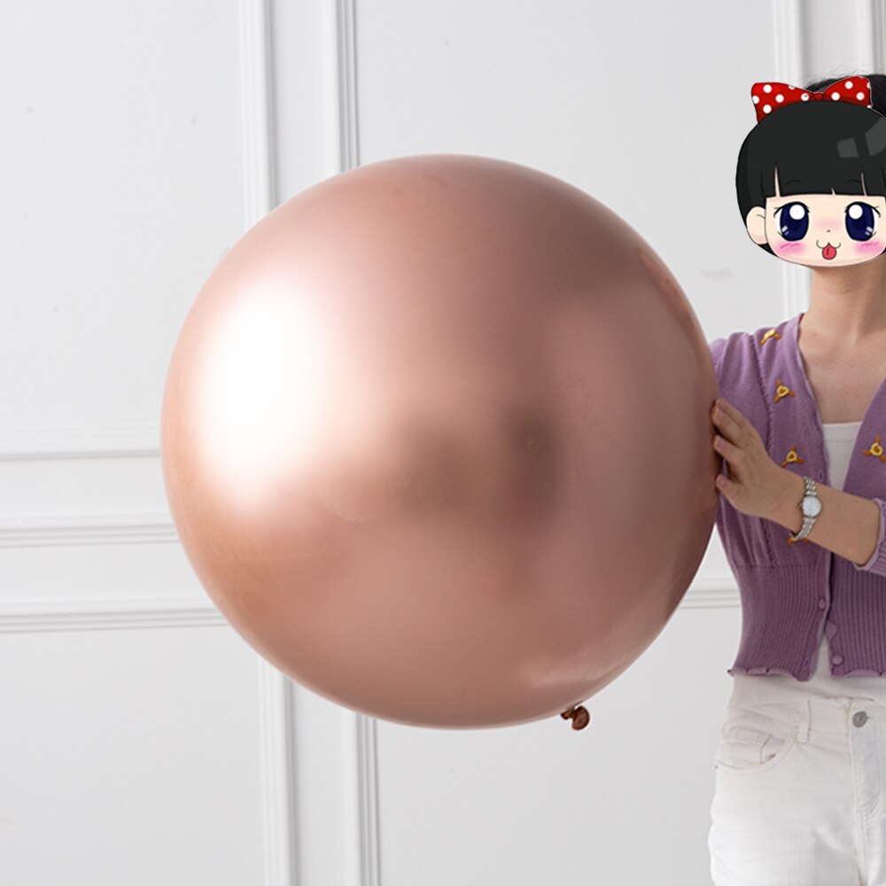 GIHOO 1pcs 36 Inch Metallic Latex Balloon Oversized Round Rose Gold Chrome Balloon For Baby Shower Wedding Birthday Party Decora: rose gold