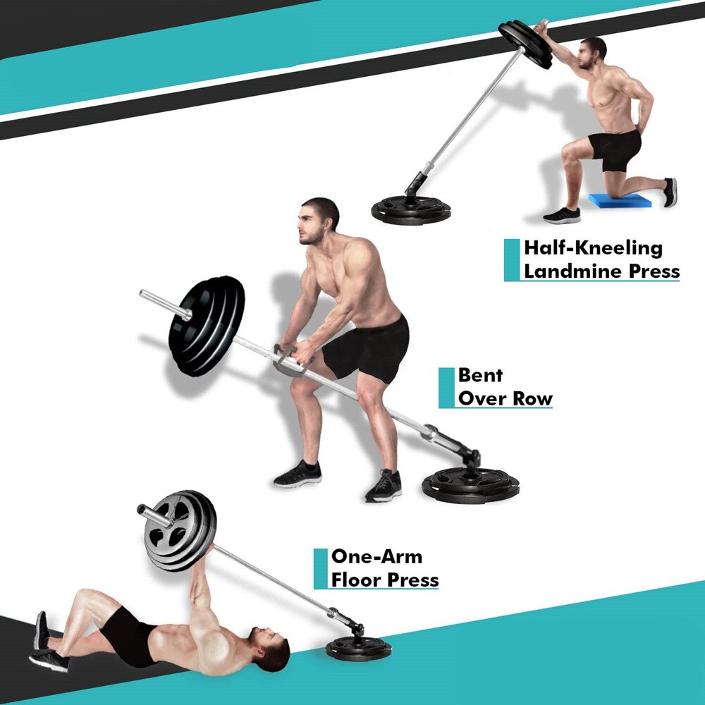 Fitness 360° T-Bar Row Plate Post Insert Landmines V-Handle Grip Biceps Triceps Press Down Deadlifting Bar Home Gym Equipment