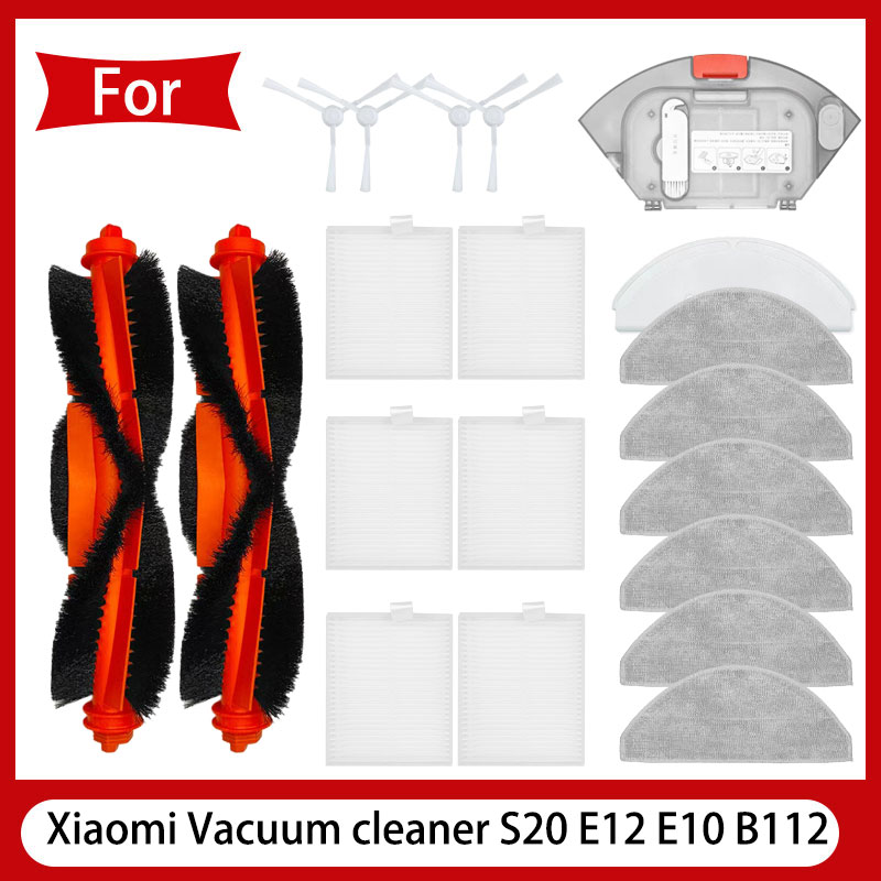For Xiaomi Vacuum cleaner S20 E12 E10 B112 sweeping robot vacuum cleaner main brush side brush mop cloth HEPA filter spare parts: Pink