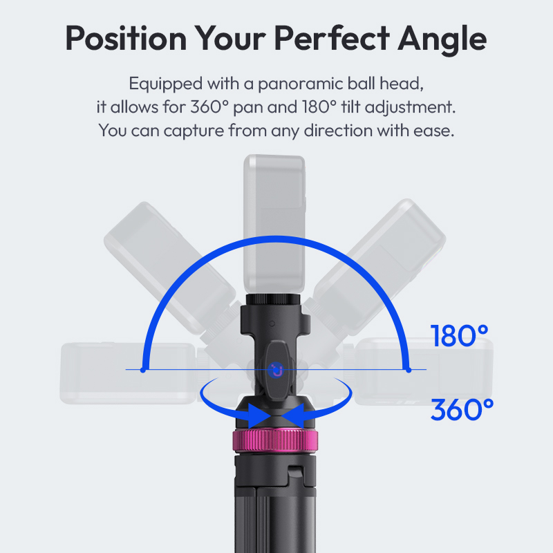 Ulanzi MT-89 Treppiede allungabile con supporto per luce a sgancio rapido da 2 M con supporto per slitta fredda Piastra QR da 1/4 '' per microfono con luce video per fotocamera DSLR