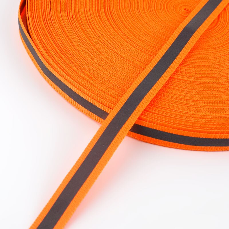 Meetee-cinta reflectante de nailon fluorescente de plata, cinta de advertencia segura, embellecedores, bolsos de ropa, zapatos, Material de bricolaje, 50 yardas, 1cm: Orange