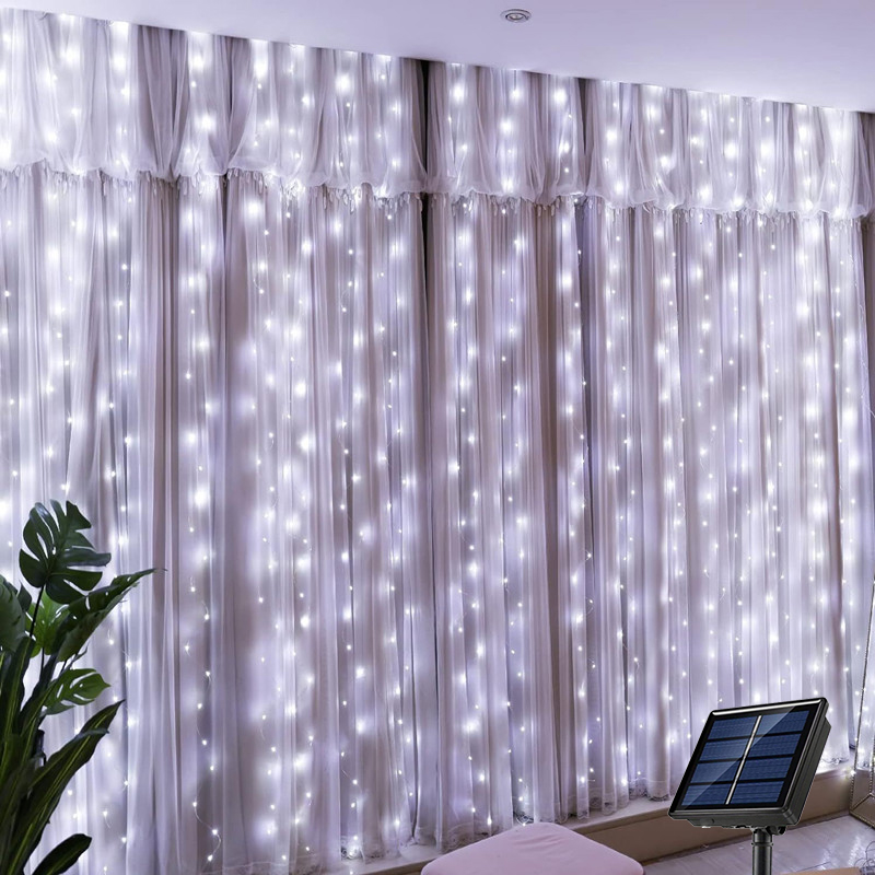 Solar LED Curtain Light Outdoor Garland Solar Fairy String Light Pavilion Garden Party Christmas Decor Copper Wire Lamps: ROSE / 0-5W
