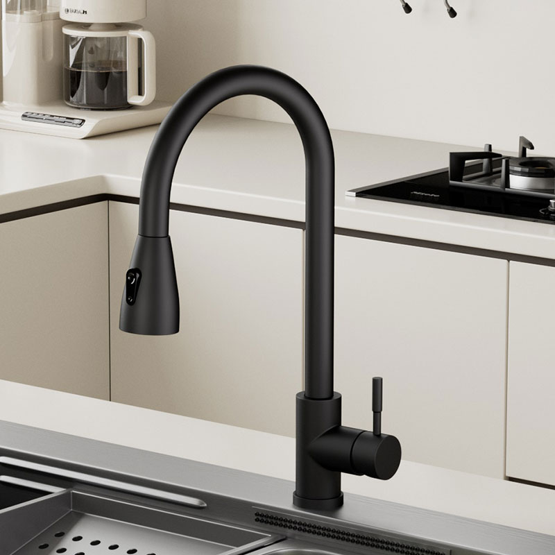 Kitchen Faucet Brushed Nickel Color Surface and Cold Water Faucet Kitchen Sink Faucet Pull-out Kitchen Faucet Single Hole: Yellow