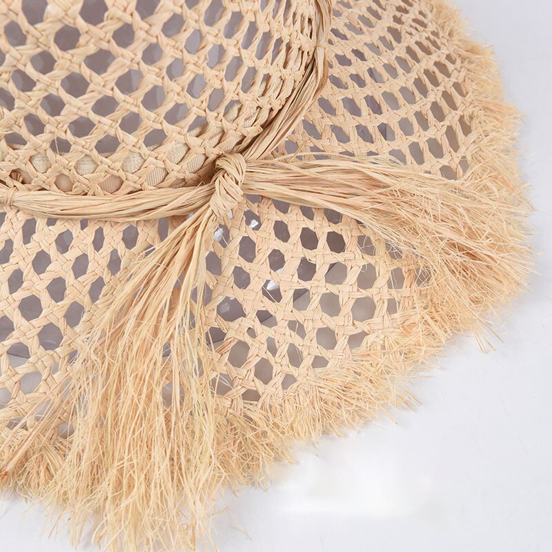 USPOP hollow-out raffia straw hat casual natural straw sun hats wide brim beach hat