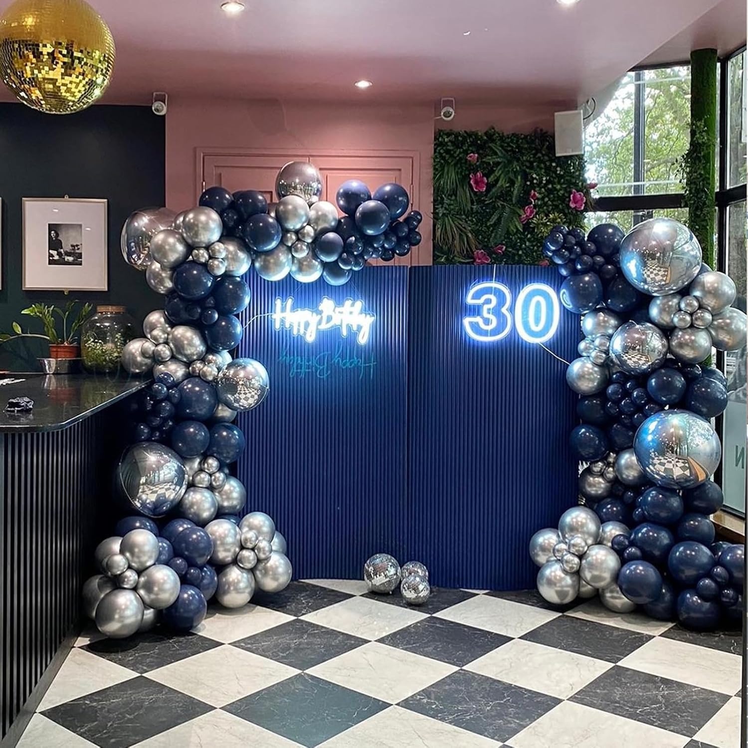 134 Uds. Kit de arco de globos plateado azul marino, para estudiantes, escuela, de cumpleaños, boda, Baby Shower, decoración de aniversario de graduación