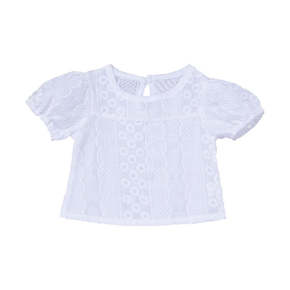 LONSANT toddler girl t shirts short sleeves t shirt first birthday girl clothing Solid Lace Midriff T-Shirt Tops Clothes: 12M