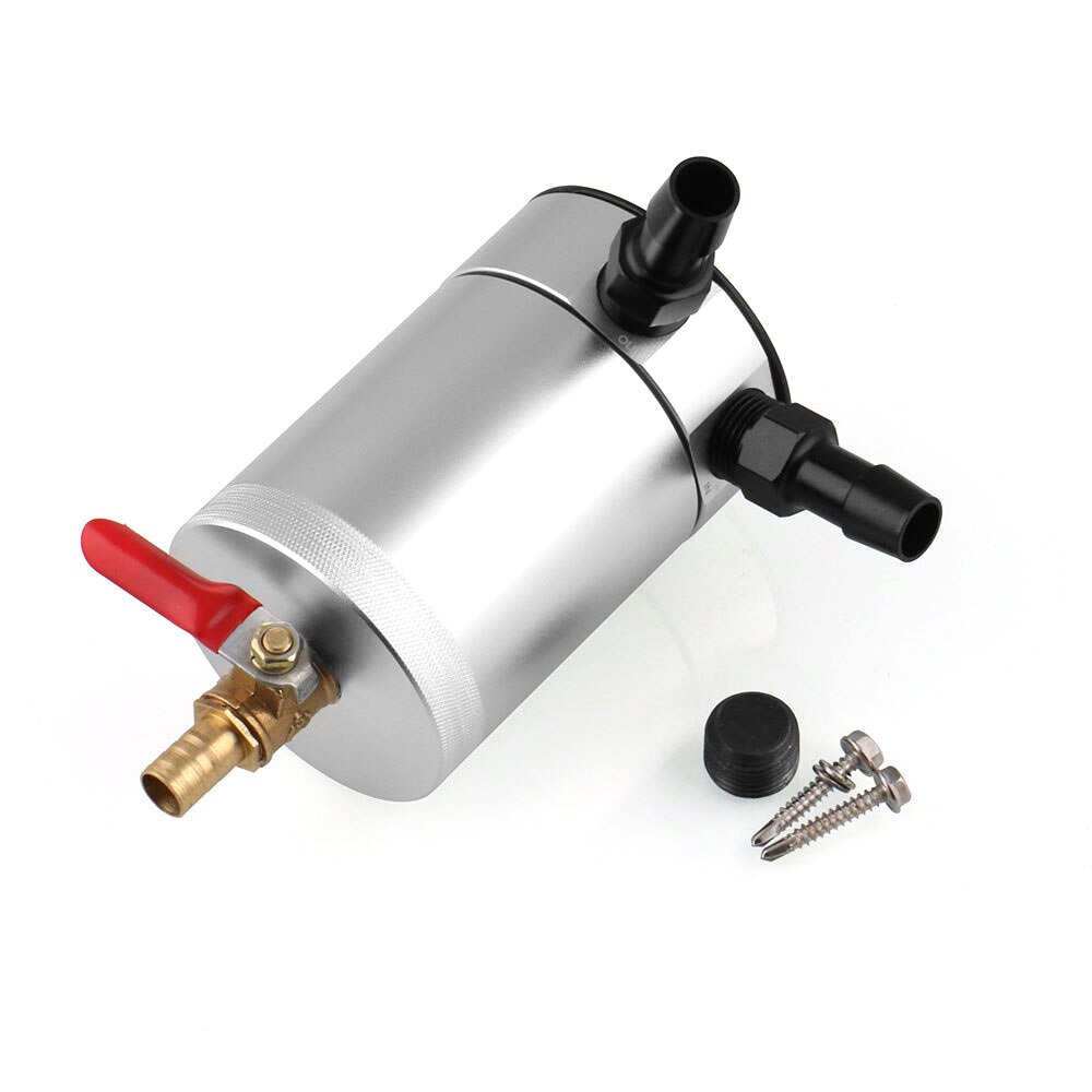 La captura de aceite puede tanque para coche 2 / 3 Puerto extraíble con válvula de combustible separador de aceite de aire de desconcertado de aluminio transpirable hervidor de agua