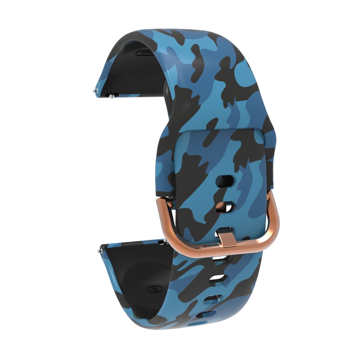 Correa de silicona para reloj Garmin Vivoactive 3, banda suave de camuflaje con impresión de 20mm, Active 5 / 645 245 165/ Venu Sq 2: S / Luz Azul