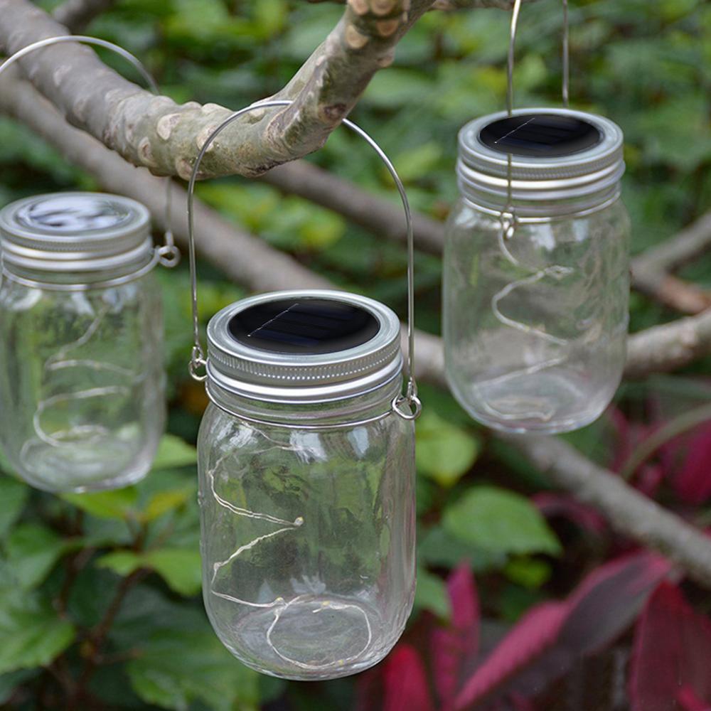 20 ledet solar fairy xmas light lamp mason jar 2m varme hvite lys hengende lanterne utendørs terrasse hage dekor