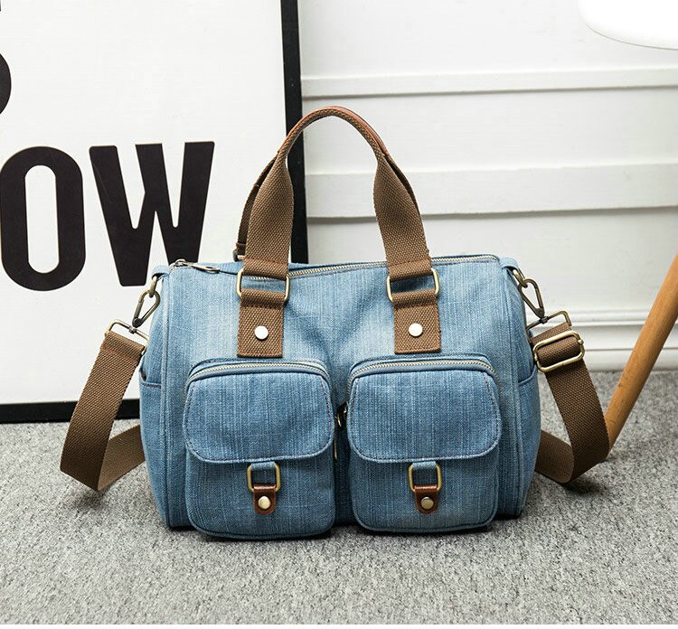 Rdywbu de luxe femmes sac Denim sacs à main femme jean sac à bandoulière femmes fourre-tout sac à bandoulière B726: Light Blue