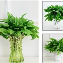 7 gaffel simulation bregne græs grøn plante kunstig bregne persiske blade blomster væghængende planter hjem bryllup butik dekoration