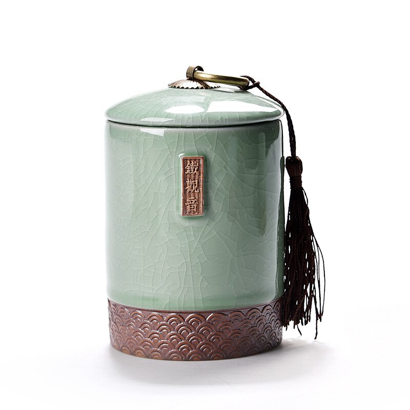 Pequeño tarro de té Caddy de cerámica sello de almacenamiento de té cofre café dulces caja de almacenamiento de alimentos de cocina juego de té Kung Fu tanque portátil