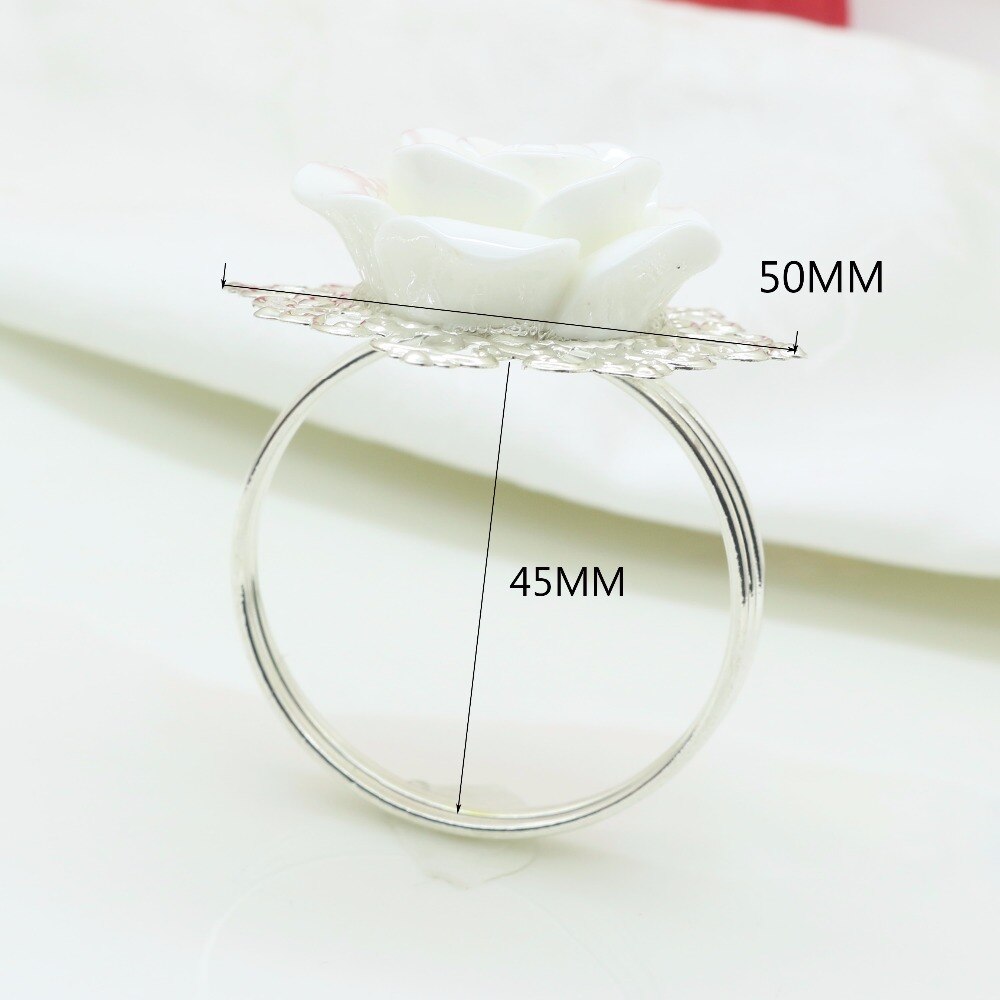 6Pcs/10Pcs Witte Hars Rose Servet Ring, diy Party Wntertainment Bruiloft Servet Doek Decoratie Gesp Tafel Banket Diner