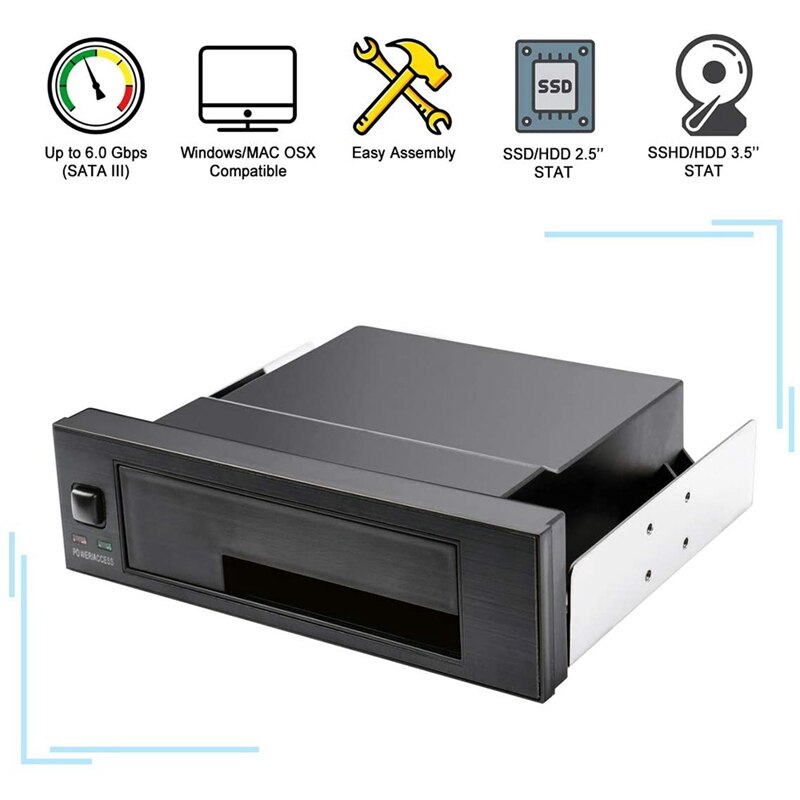Hdd Opbergdoos Interne Enkele Bay Tray-Minder Mobiele Rack Behuizing Led Indicator -Swap Voor 2.5 3.5 inch Sata