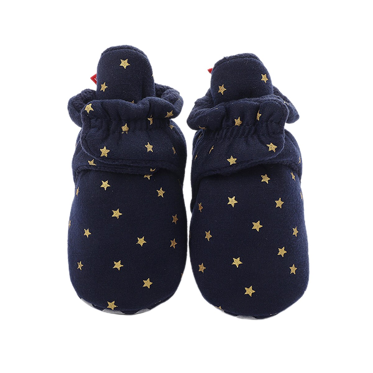 Babyschoentjes, trendy, met sterren bedrukte binnenpantoffels, warme sokken met antislip grip, peuters voor de eerste stapjes: Blauw / 0-6 maanden