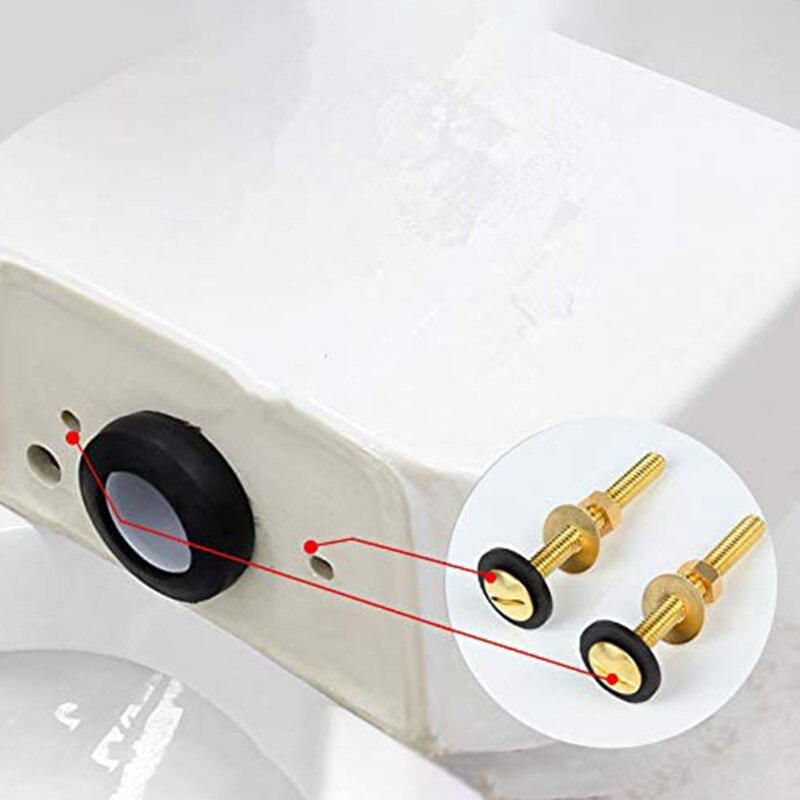 2 stk toiletbolt messing toilet tank skrue fastgørelsesbolt kraftig bolt med vandtæt gummipakning og messingpakning