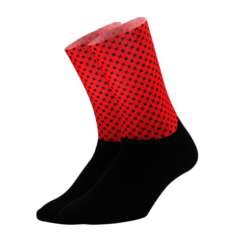 Silicone Non-slip Cycling Socks Functional Fiber Men Women Bicycle Bike Socks Anti Slip Hiking Camping Sport Socks: S02 Red