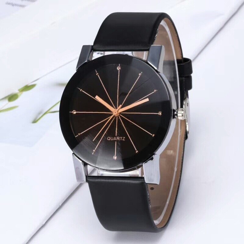 Mannen Vrouwen Lederen Band Lijn Analoge Quartz Dames Horloges Mode Horloge Vrouwen Horloges Luxe Horloge: black male