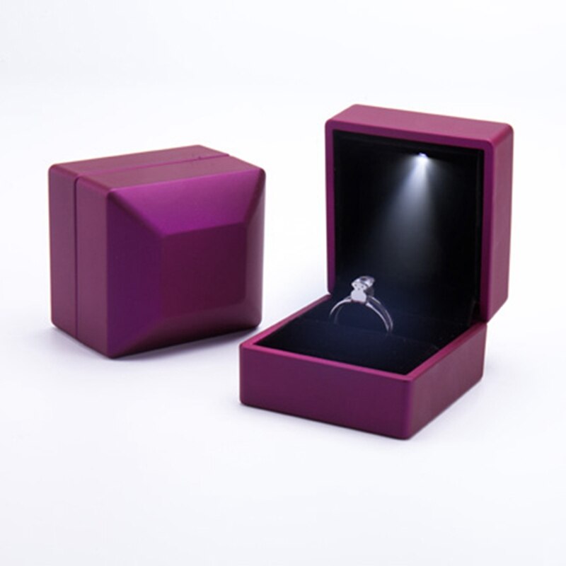 Luz LED Pequeño anillo collar DisplayTravel joyas Cajas de para boda compromiso San Valentín Navidad