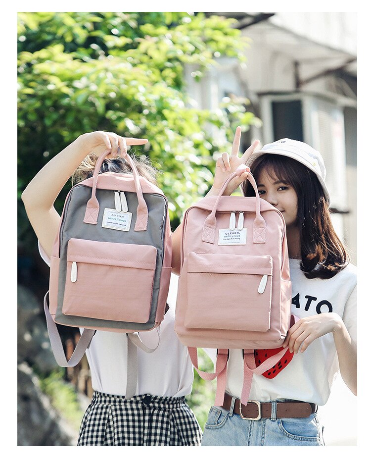 Mochila impermeable de lona para mujer, morral escolar para adolescentes y niñas,