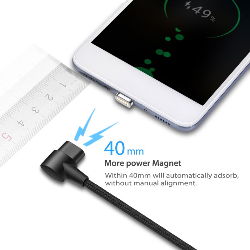90 stopni kabel magnetyczny mikro USB typ C kabel szybkie ładowanie danych nylon kabel USB magnes ładowarka drut dla iPhone 11 X xiaomi