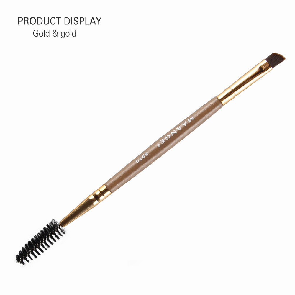 6 colores cepillo brocha doble para cejas + pestañas cepillos peine belleza para cejas pestañas brocha maquillaje de los cepillos para las mujeres: Gold Gold