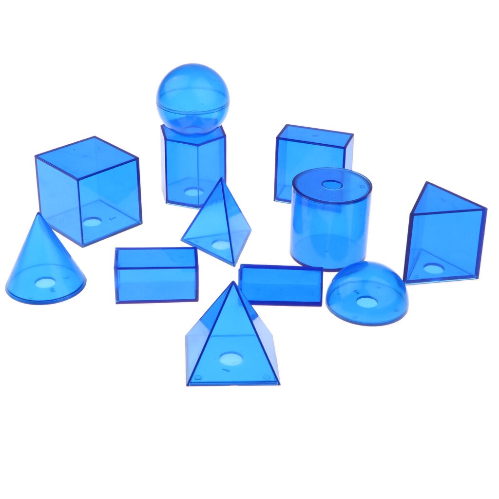 12pcs Transparent 3D Math Geometric Solids Model Detachable Teaching Visual Aids Made of Plastic Early Educational for Student