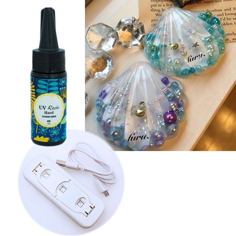 Kit de résine UV et lampe UV pour la fabrication de bijoux artisanaux, résine époxy transparente, durcissement rapide, J2Y