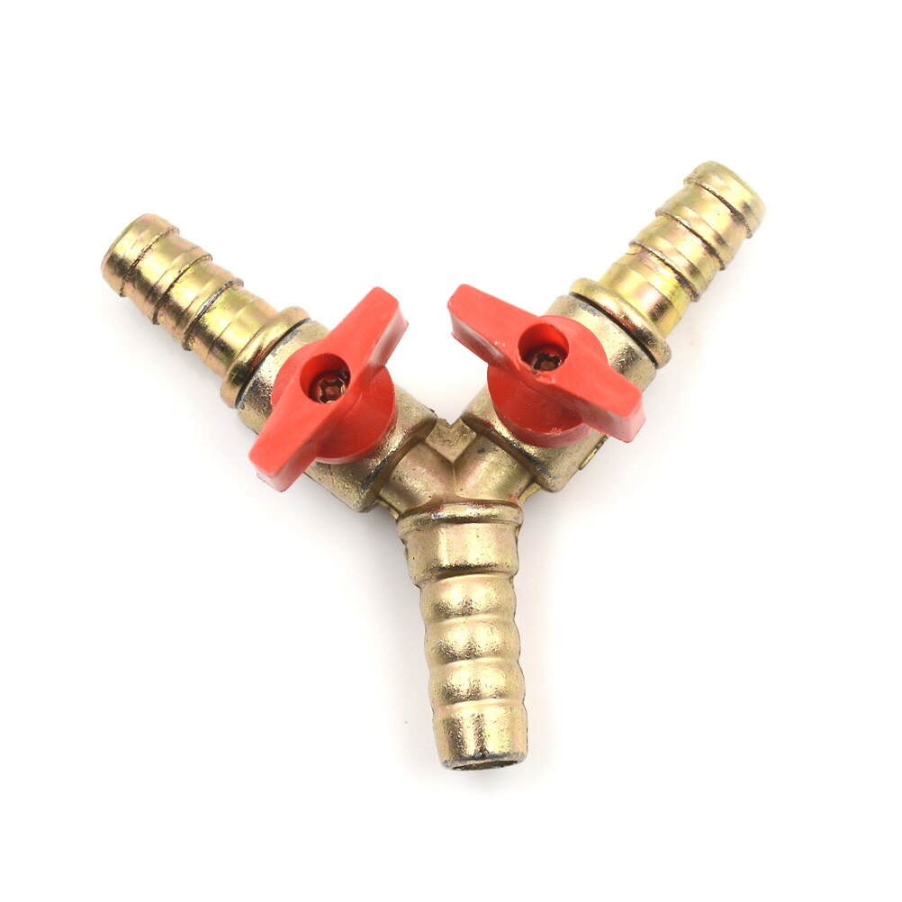 1/4 "12mm jardín automotriz 3/8" 10mm latón Y 3 de riego válvula de bola de cierre pinza accesorio para manguera Barb combustible Gas agua petróleo