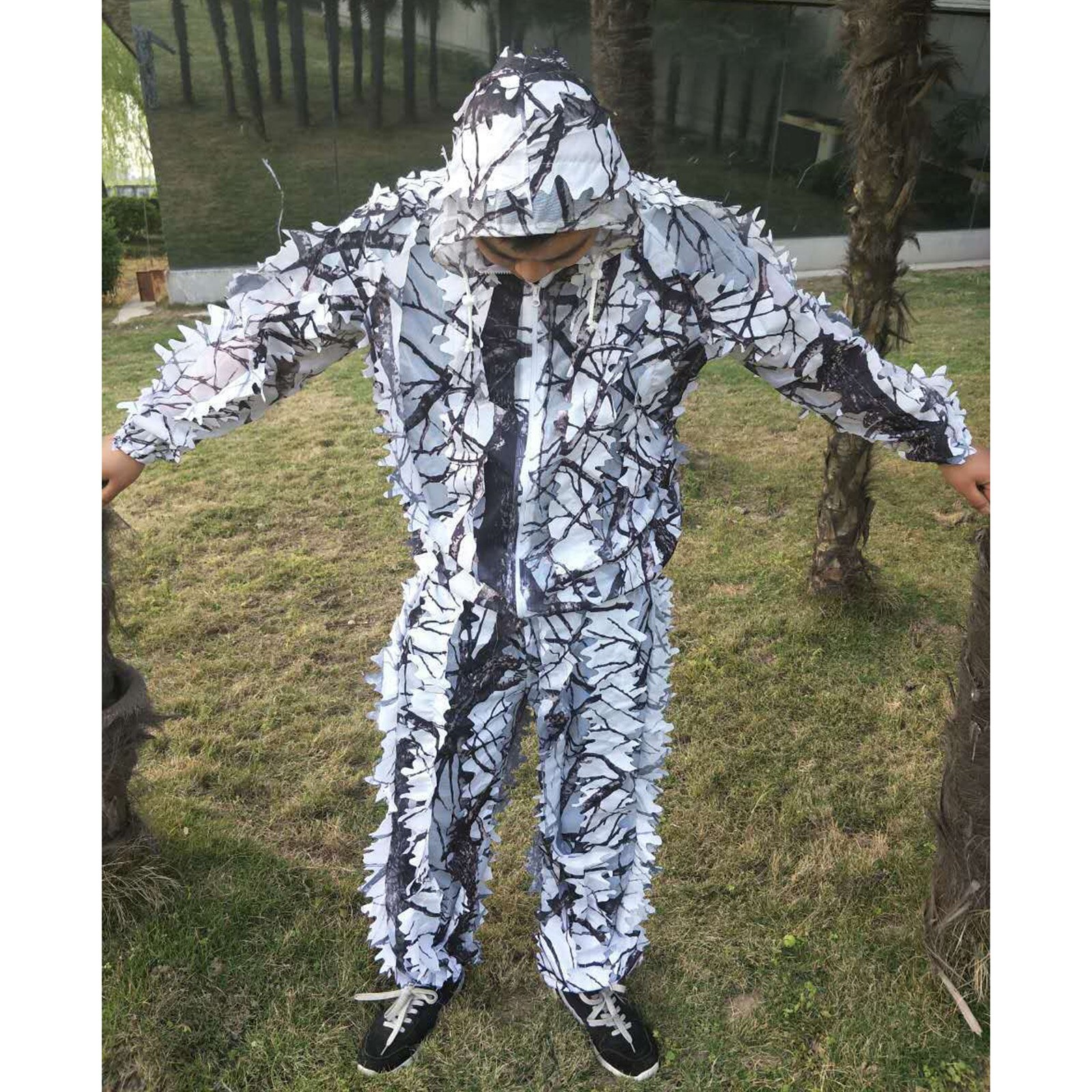 Professionele Ghillie Pak 3D Bladgroenten Woodland Camo Volwassen Lichtgewicht Kleding