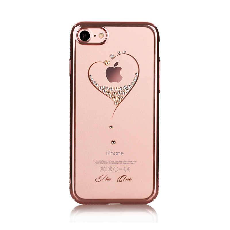 Kingxbar Bling Diamanten Kristall Fall Abdeckung Für iPhone 7 Plus 8 Plus Luxus Strass Frauen Hard Shell Klar Stoßfest: For iPhone 8 Plus / Heart- rose gold