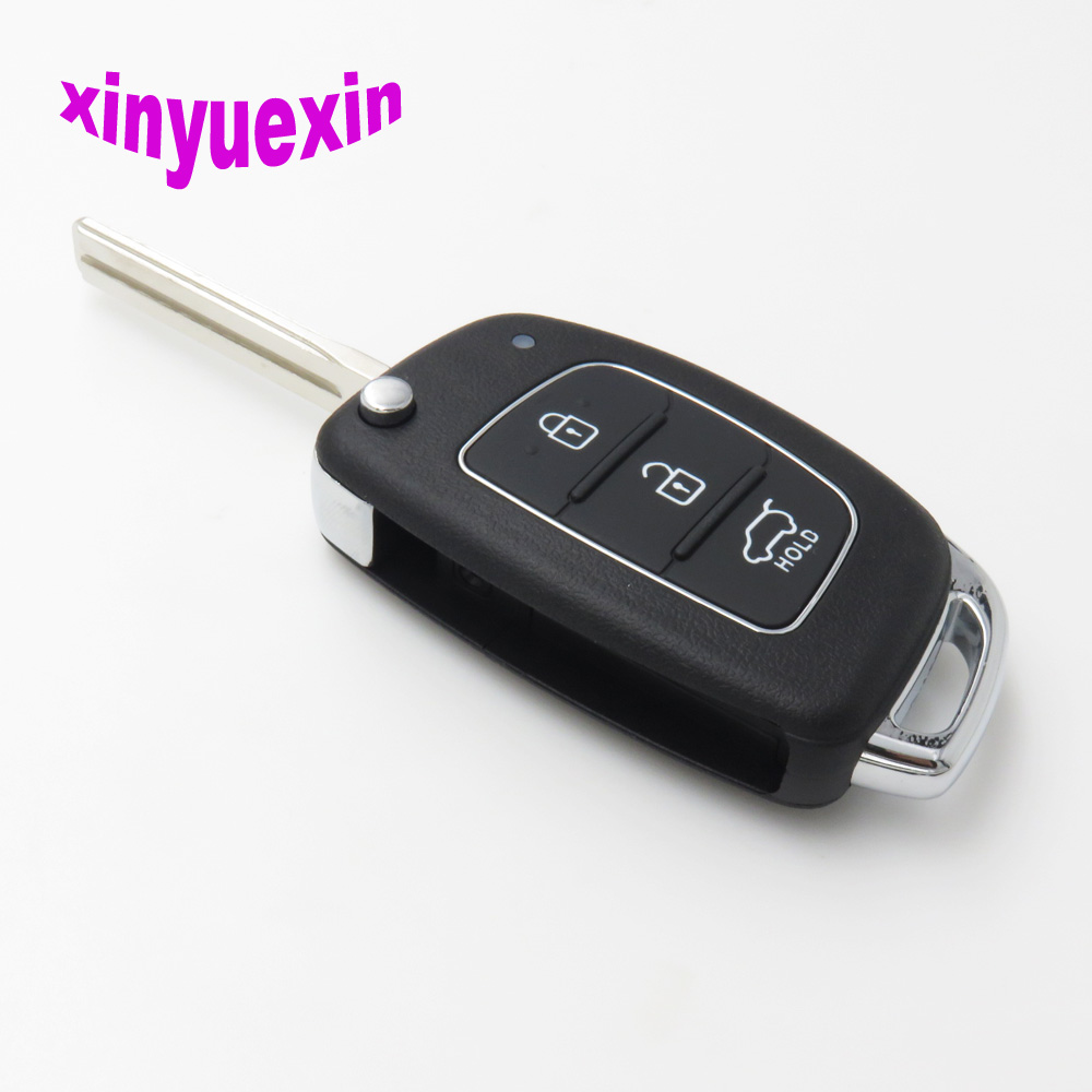 Xinyuexin Flip Afstandsbediening Auto Sleutel Shell Fob Case Voor Hyundai HB20 Santa Fe IX35 IX45 Accent I40 3 Knoppen Vervanging case Fob Shell