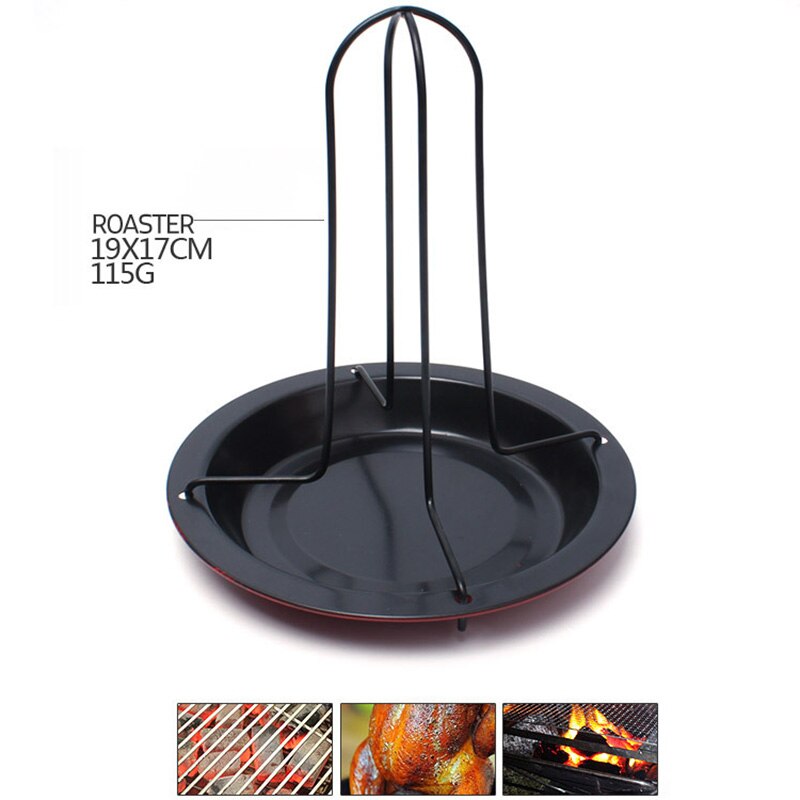 Draagbare Rvs Grillen Houder Rack Kip Koffiebrander Met Schotel Tin Non-stick Bakpan Barbecue Rack BBQ Koken gereedschap