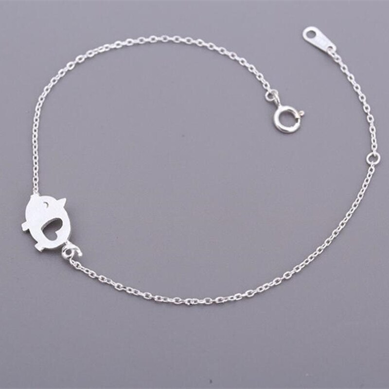 Exquis fait à la main 925 bijoux en argent Sterling Bracelets dessin petit cochon mignon belle femelle creux Bracelets SB71